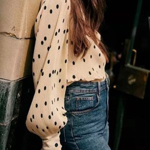 ZESSAM Chemise Femme Imprimé Pois Décontracté