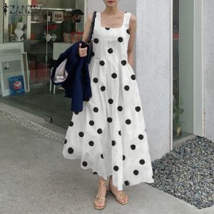 ZANZEA Robe Été Vintage Pois Femme Unique