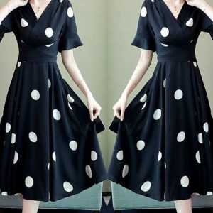 Robe Mousseline Élégante Pois Femme