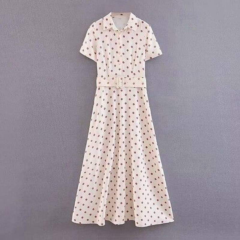 Robe A Pois Ceinture Jupe Courte Ete Femme – Image 7