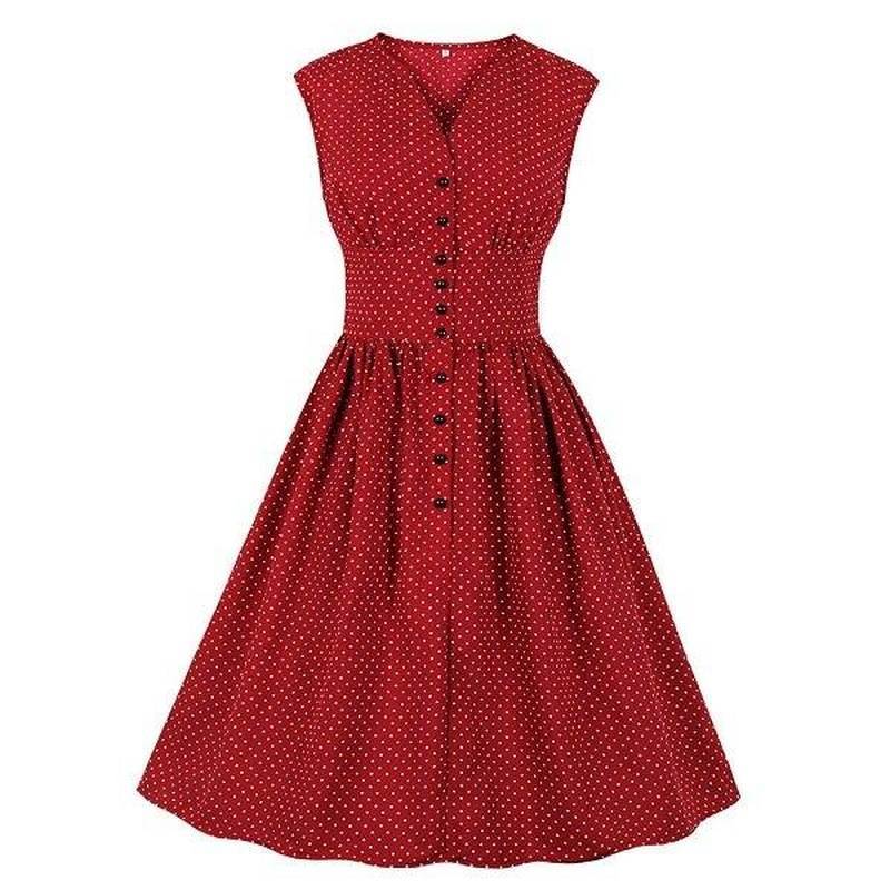 Robe D Ete A Pois Rouge Longue Grande Taille – Image 7