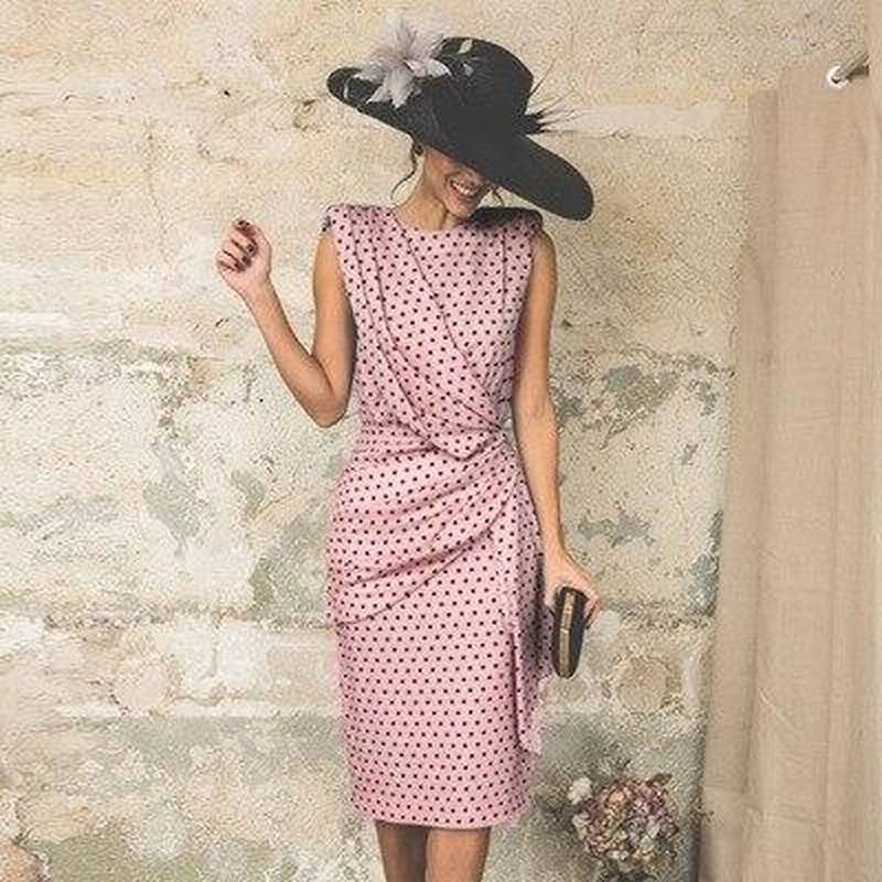 Robe Ceremonie A Pois Rose Poudre Grande Taille – Image 8