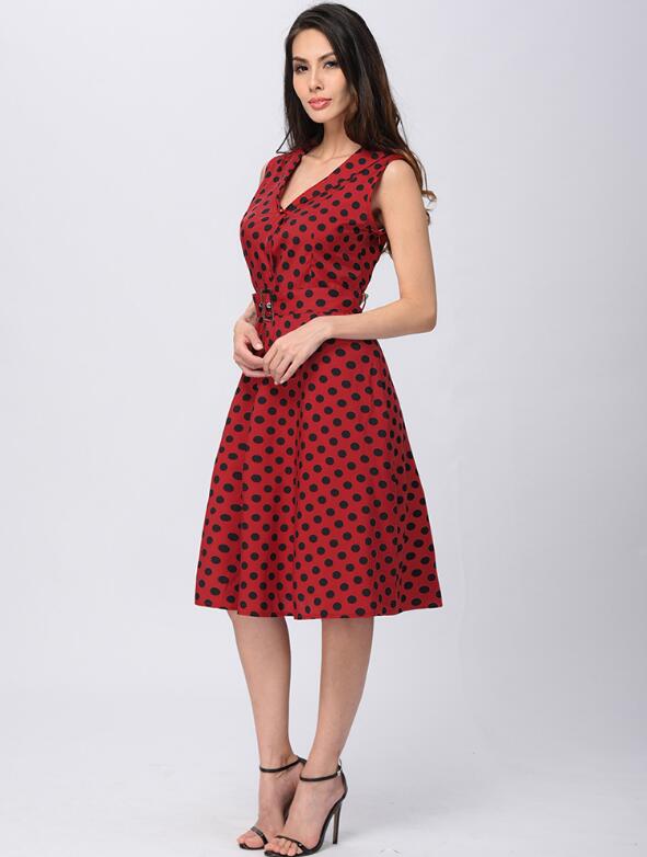 American Vintage Robe Bordeau À Pois Courte – Image 7