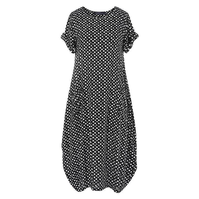 Robe D Ete A Pois Tunique Longue Manches Courtes – Image 7