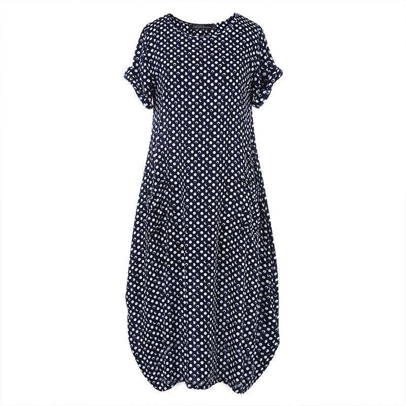 Robe D Ete A Pois Tunique Longue Manches Courtes – Image 9