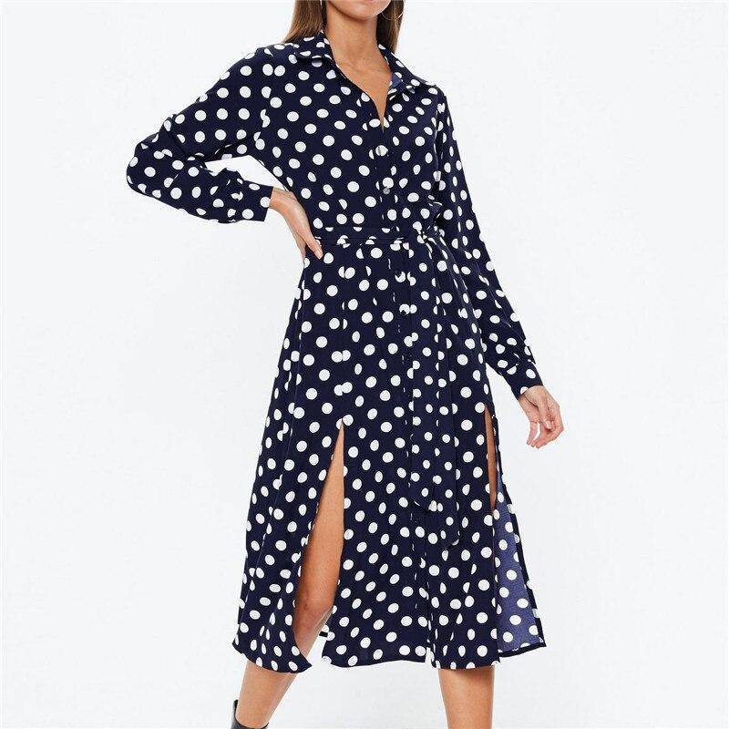 Robe Longue A Pois Chemisier Mousseline De Soie – Image 8