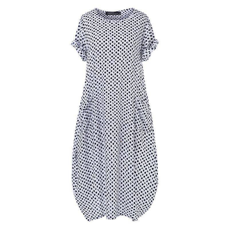 Robe D Ete A Pois Tunique Longue Manches Courtes – Image 8