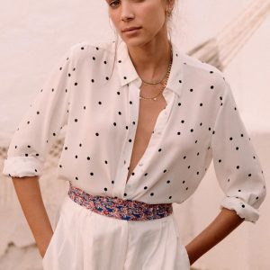 Zessam Chemisier Femme Pois Classique