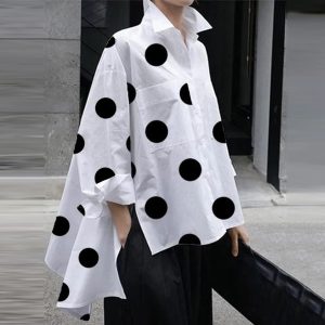 Yeezzi Chemisier Femme Pois Décontracté