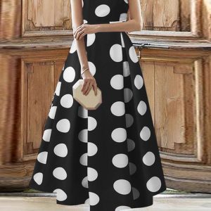 CelParagraph Robe Soirée Chic Pois