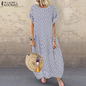 ZANZEA Robe Bohème Chic Pois Femme Élégante