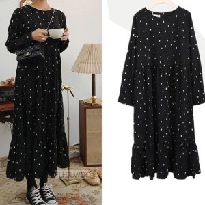 Robe Longue Volants Élégance Femme Pois