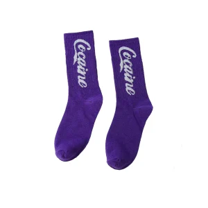 "COCAINE" Chaussettes Montantes Streetwear Violet blanc  - URB1™
