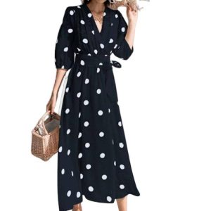 Robe Manche Longue A Pois D Ete Avec Petites