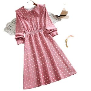 Robe Longue A Pois En Velours