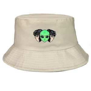 "ALIEN" Chapeau Bob Beige Imprimé Streetwear - URB1™