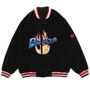 "BLACKAIR" Veste Bombers Baseball Teddy Noir - URB1™