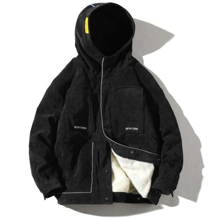 "SETMOHG" Manteau Blouson Noir Velour Mouton - URB1™