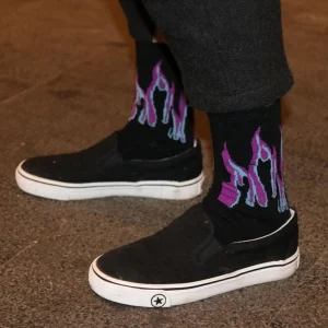 "FLAMMES" Chaussettes Violet Montantes Streetwear - URB1™