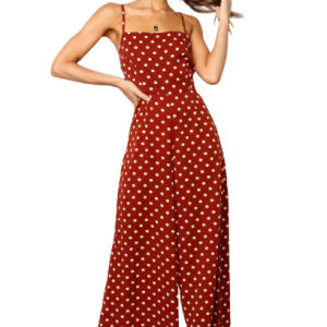 Robe Longue Mousseline À Pois Rouge