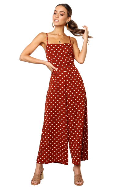 Robe Longue Mousseline À Pois Rouge