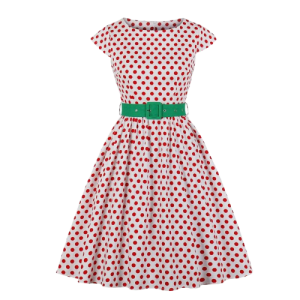 Robe Vieux Rose à Pois Année 50