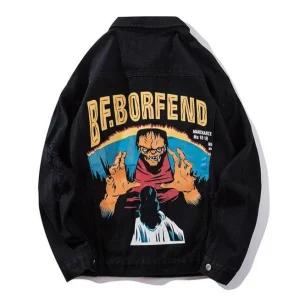 "BF.BORFEND" Veste en jean Denim Noir - URB1™