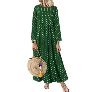 Robe Longue A Pois Tunique Manches