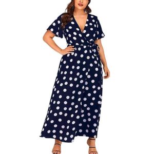 Robe Boheme A Pois Ceinture Femme