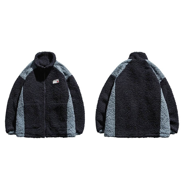 "CONTENTED" Pull Gilet à Zip Fourrure mouton Noir - URB1™ – Image 6