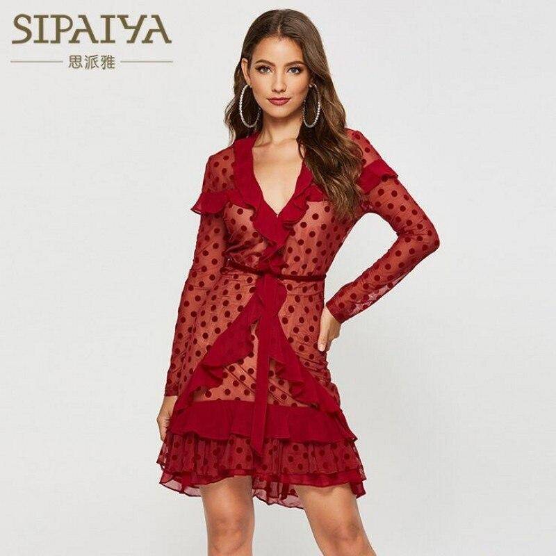 Robe Longue A Pois Bustier Manches Volants – Image 3