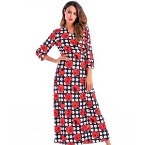 Robe Longue A Pois Imprimee Boheme