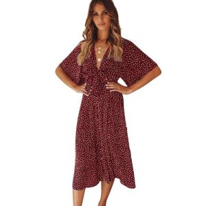 Robe Longue A Pois De Soiree Bustier