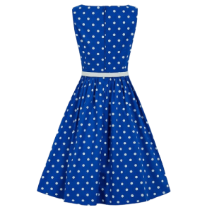 Robe Cocktail Bleu Roi À Pois Année 50