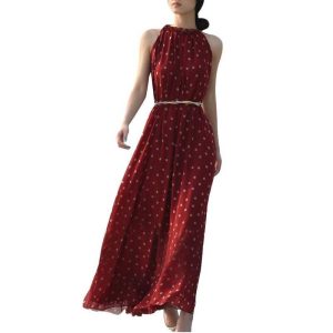 Robe Manche Longue A Pois De Soiree Dentelle