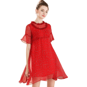 Robe Courte Rouge Moulante À Pois
