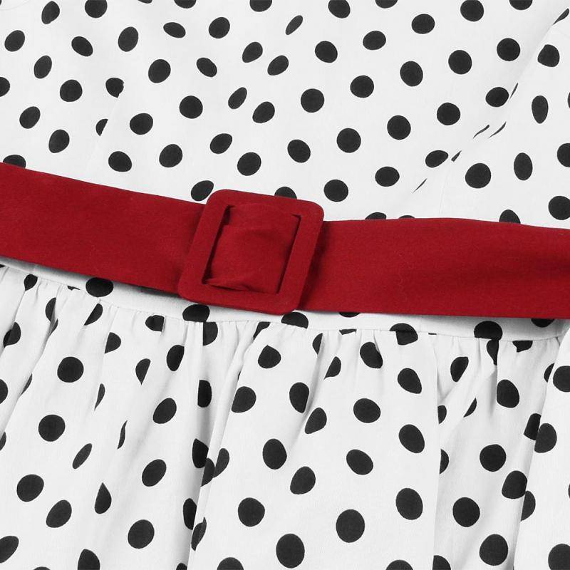 Robe A Pois Ceinture Vintage Femme – Image 3
