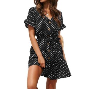 Robe Mousseline A Pois Chemise Femme De Soie