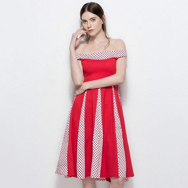 Robe De Soirée Courte Rouge Sans Bretelles À Pois Année 50 – Image 3