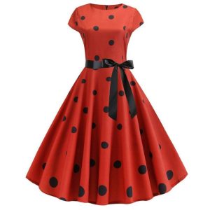 Robe A Pois Courte Moulante Frange