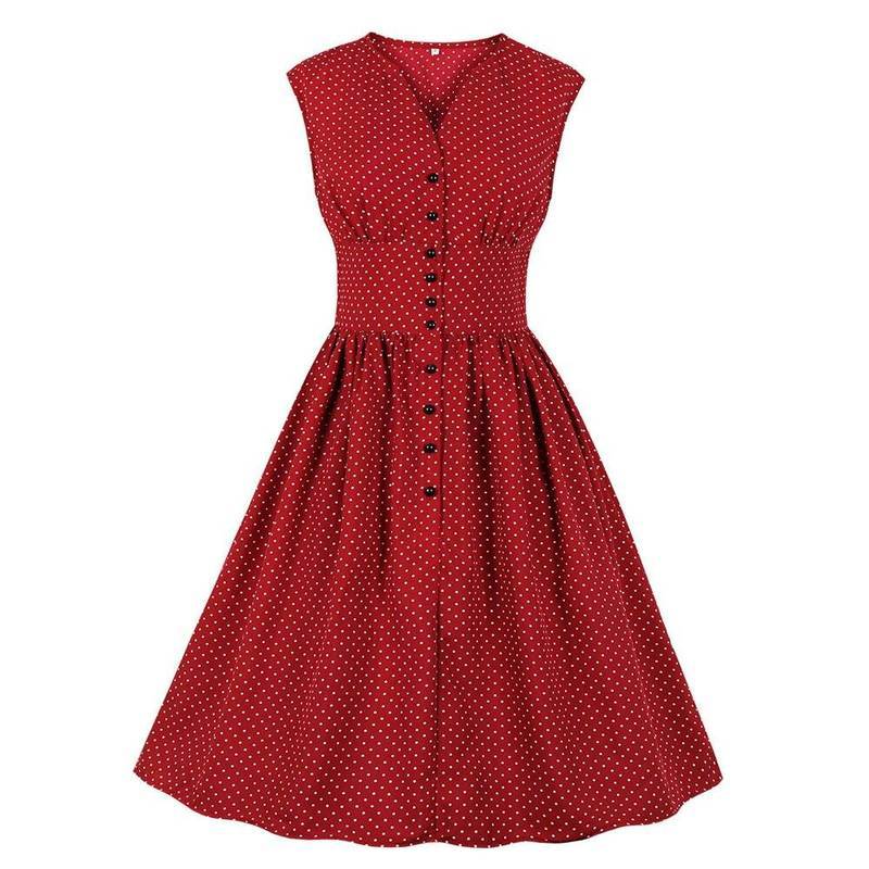 Robe D Ete A Pois Rouge Longue Grande Taille