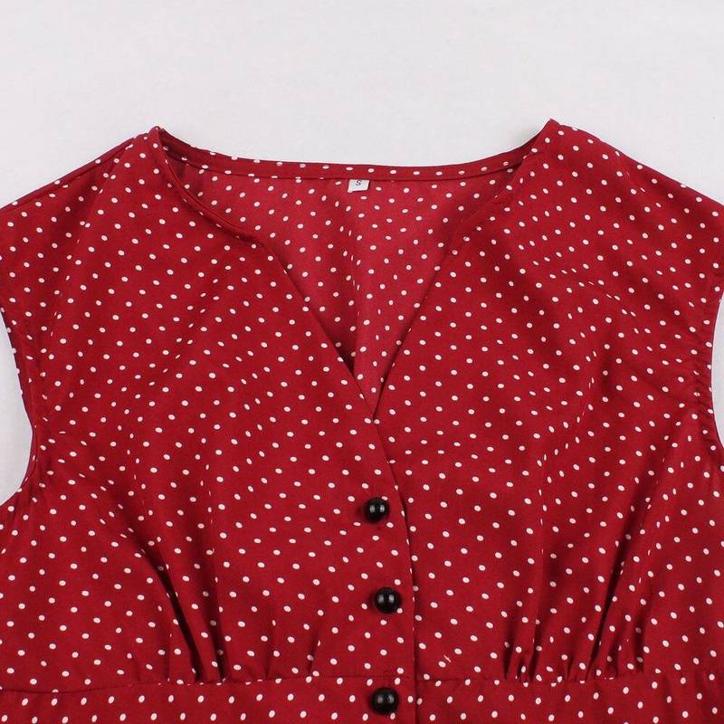 Robe D Ete A Pois Rouge Longue Grande Taille – Image 3