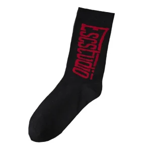 "STUDIO" Chaussettes Noires Rouge Montantes Streetwear - URB1™