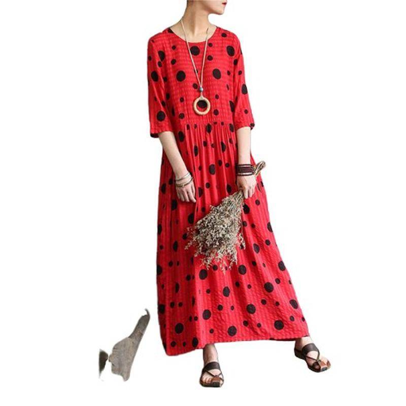 Robe Boheme A Pois Longue De Plage