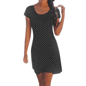 Robe À Pois Courte Noir À Petit Pois Blanc