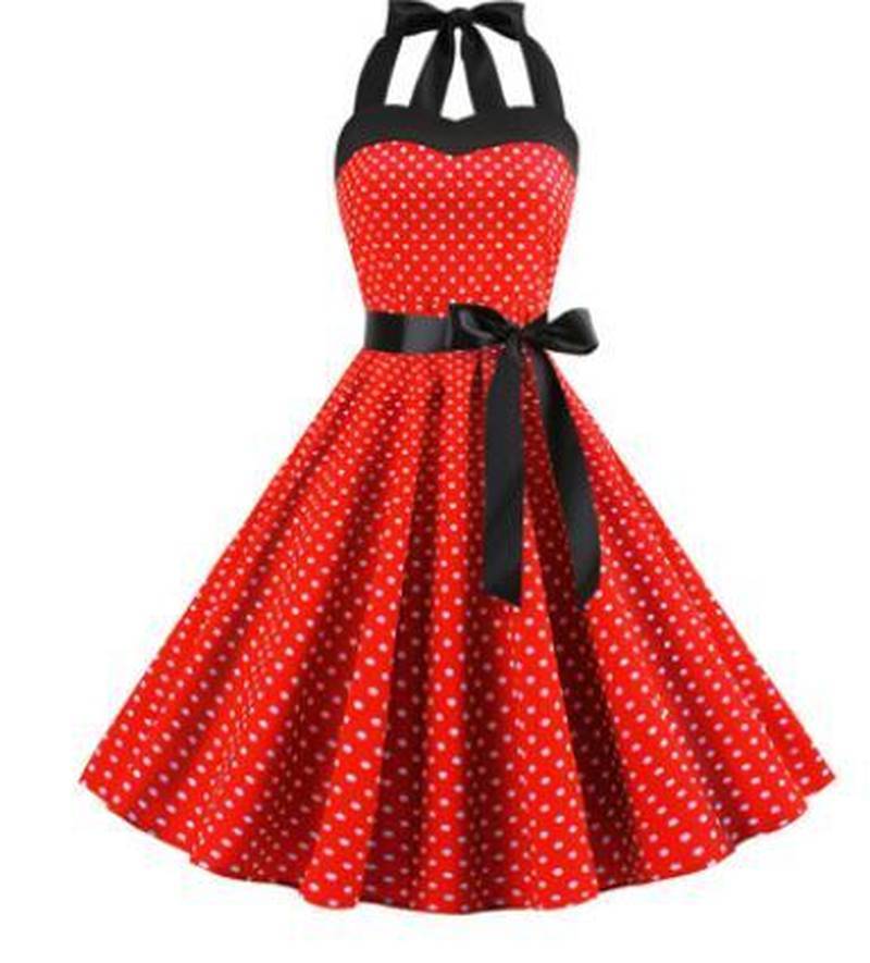 Robe Retro A Pois Vetements Pin – Image 3