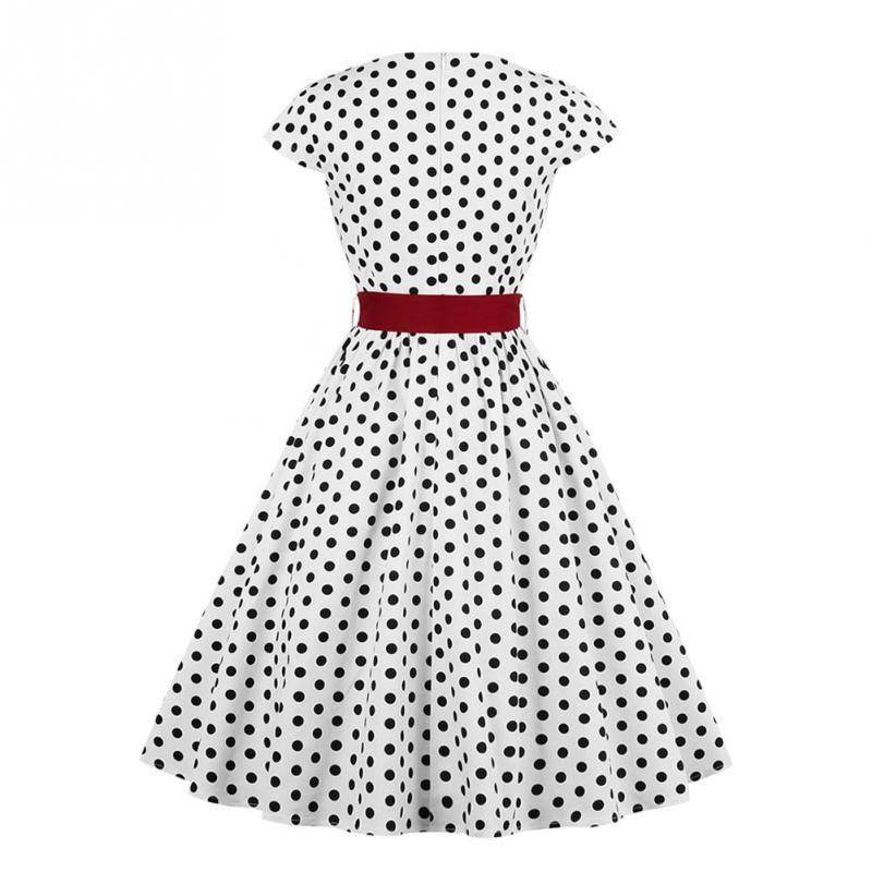 Robe A Pois Ceinture Vintage Femme – Image 2