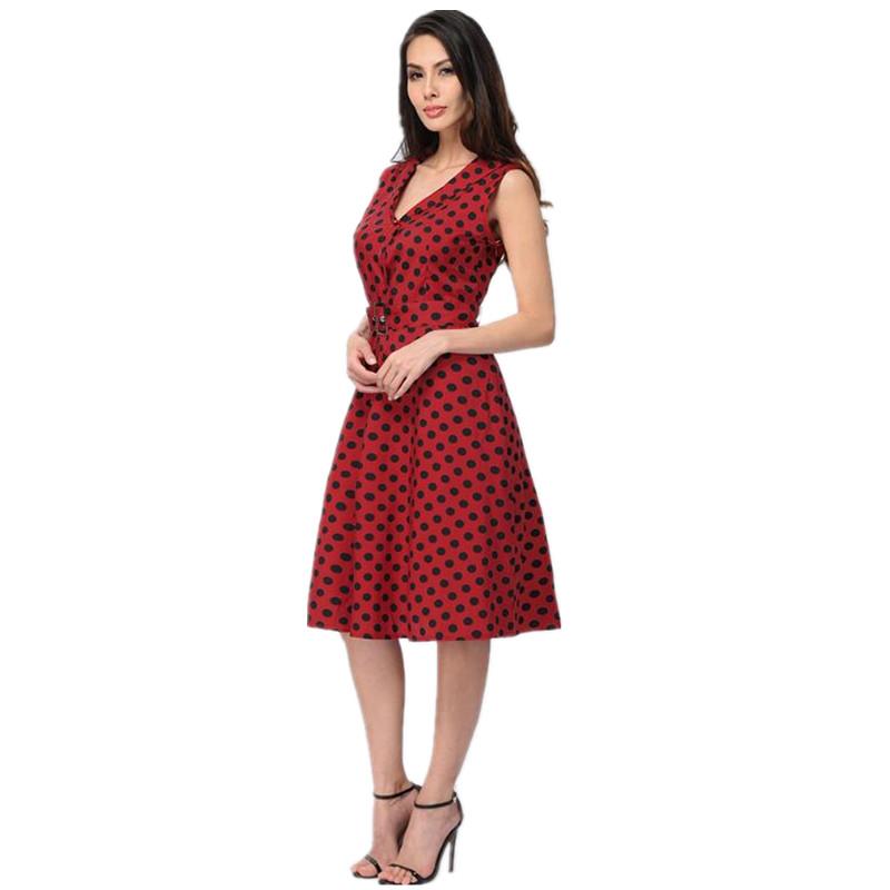 American Vintage Robe Bordeau À Pois Courte – Image 3