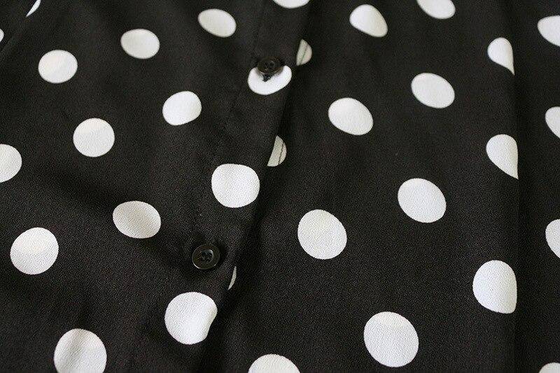 Robe Longue A Pois Chemisier Mousseline De Soie – Image 6