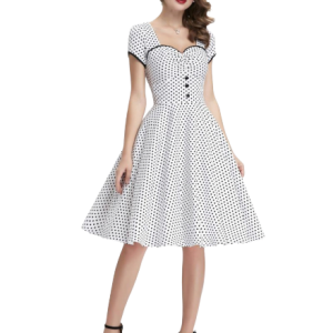 Vintage Dressing Robe Blanche À Pois Courte